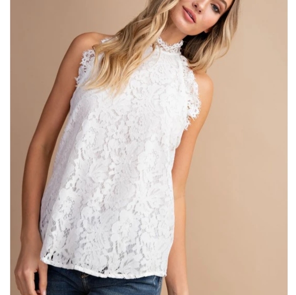 New Eyelash Lace Dressy Halter Tank Top - Picture 6 of 9